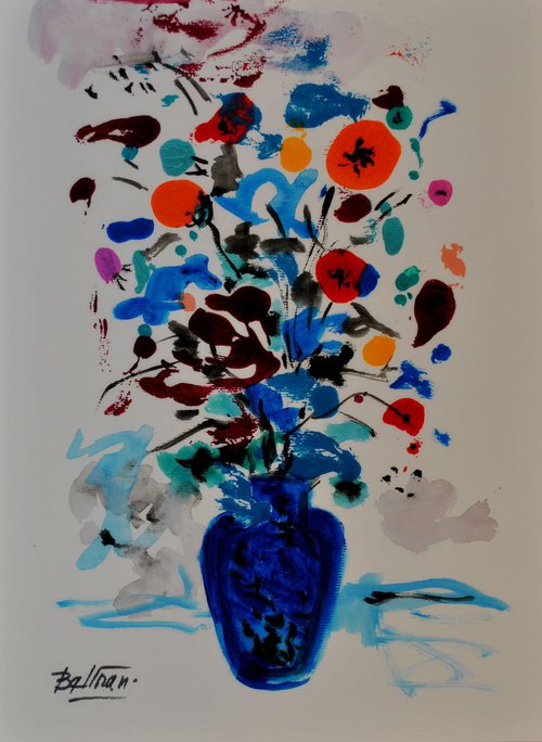 Le vase bleu outremer /11,81 x 15,75 in.(30x40cm) / 2018 by Pierre-Yves Beltran