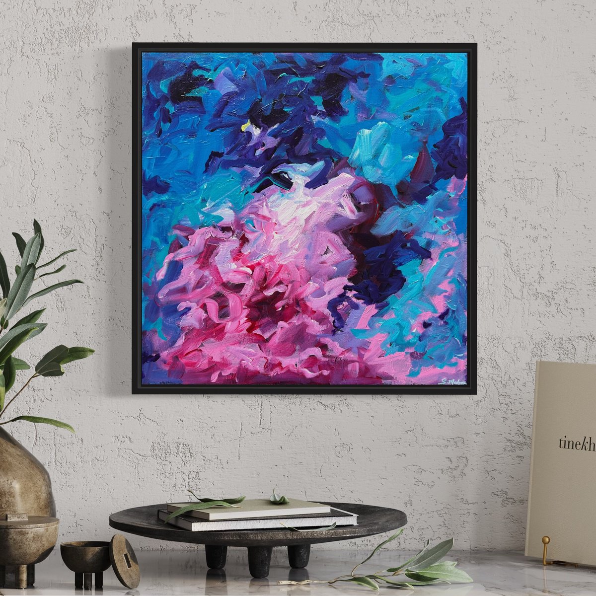 Organic Abstract Acrylic Painting By Samantha Malone, 20 X 20", Purple Passage, Original Artwork