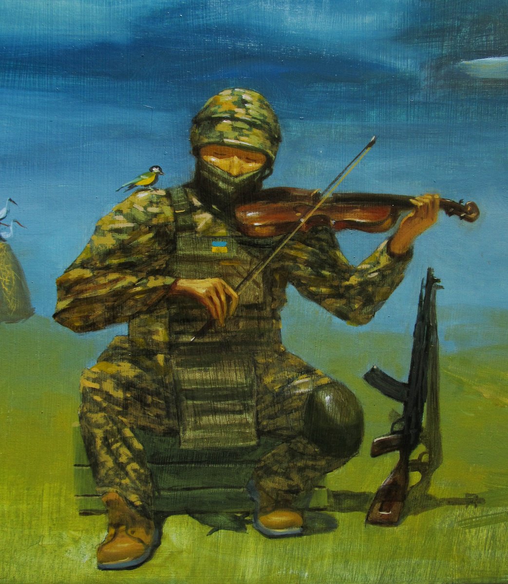 Portrait Oil Painting By Serhiy Roy, 22 X 30", A Living Soldier