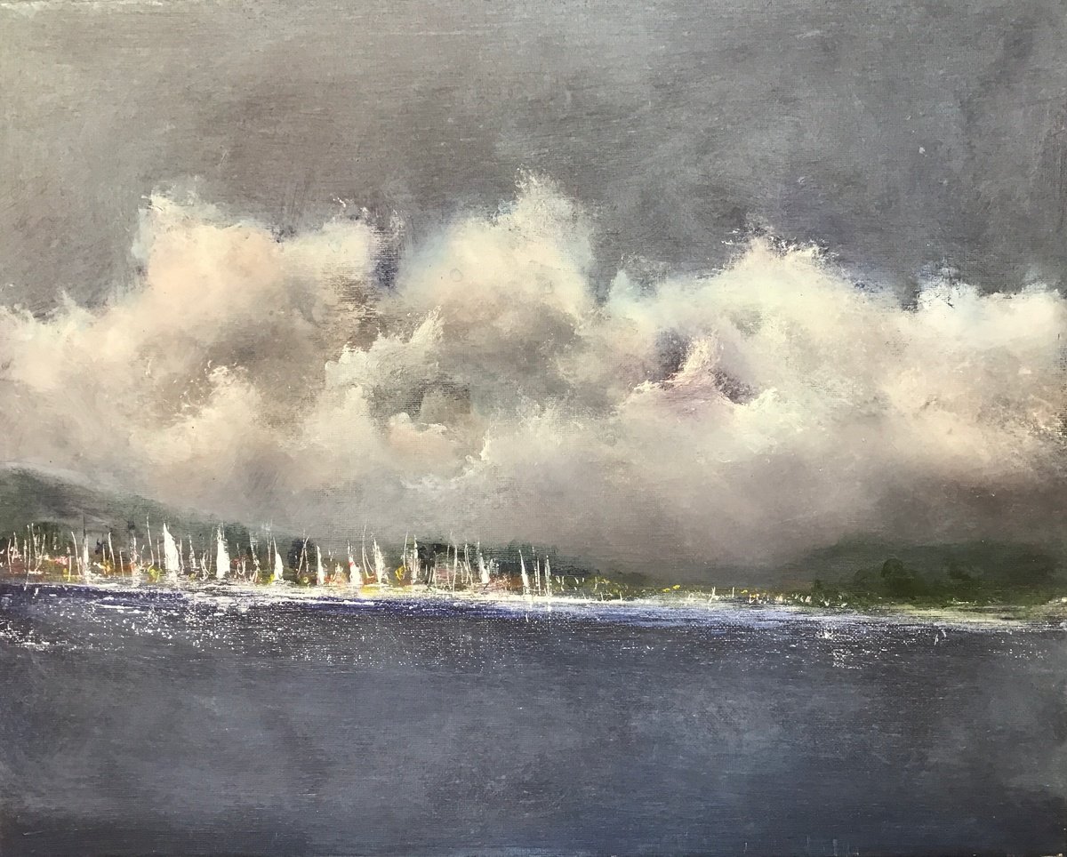 Impressionistic Landscape Acrylic Painting By Maxine Anne Martin, 20 X 16", Safe Harbour, Original Artwork