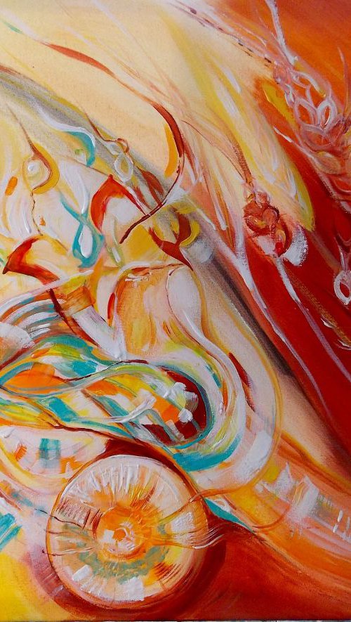 "The power of life" - Abstract landscape original Painting, love birds by Maria Paunova