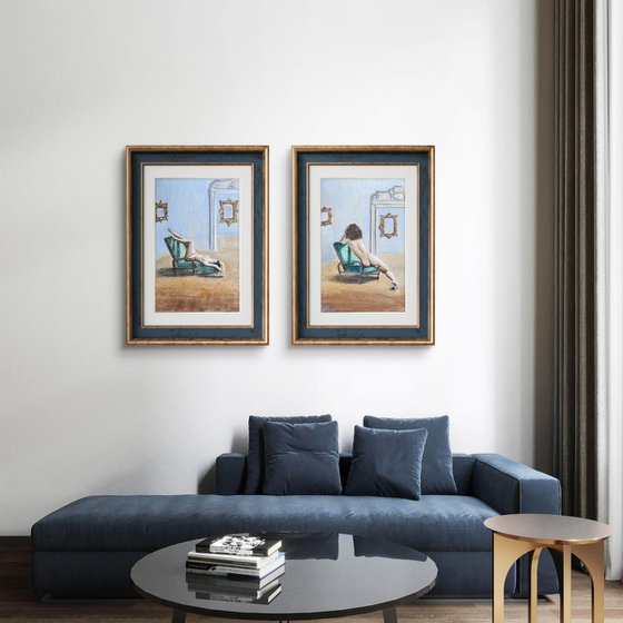 Cutie Naked Woman Soft Pastel