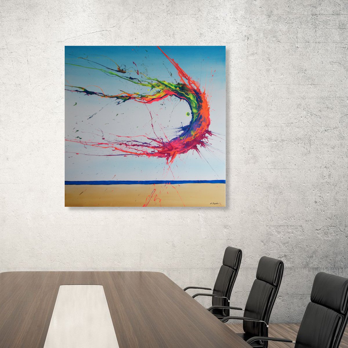 Abstract Acrylic Painting By Ansgar Dressler, 39 X 39, Summer Phenomenon Iii, Original Artwork