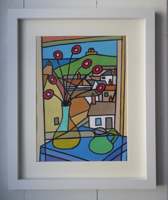 "Window view to The Island, St Ives"