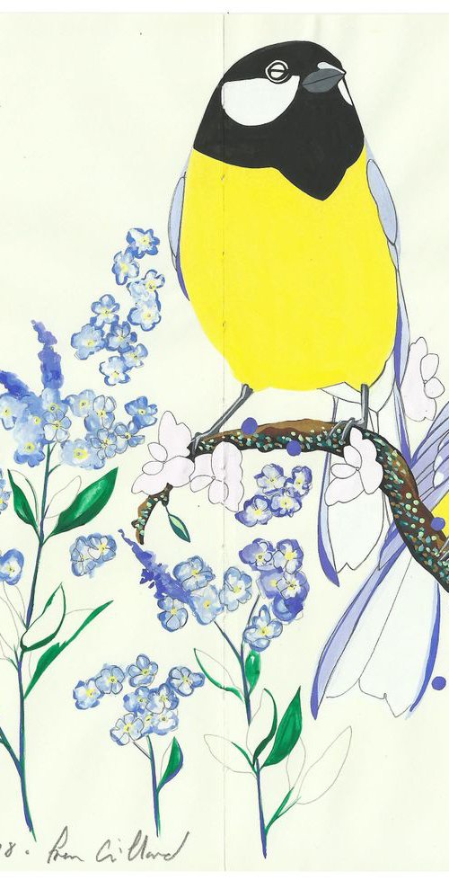 Great Tit and ForGet-Me-Not by Fran Giffard