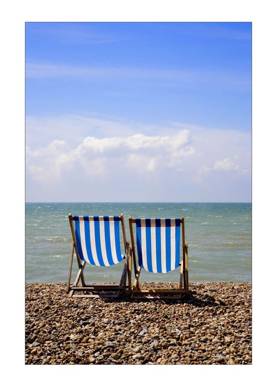 Two Deck Chairs and the Sea, Brighton, Sussex