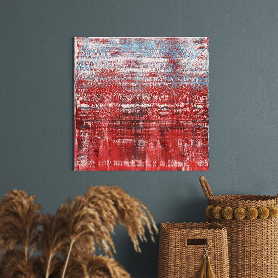 50x50 cm Red Abstract Painting Abstract landscape painting