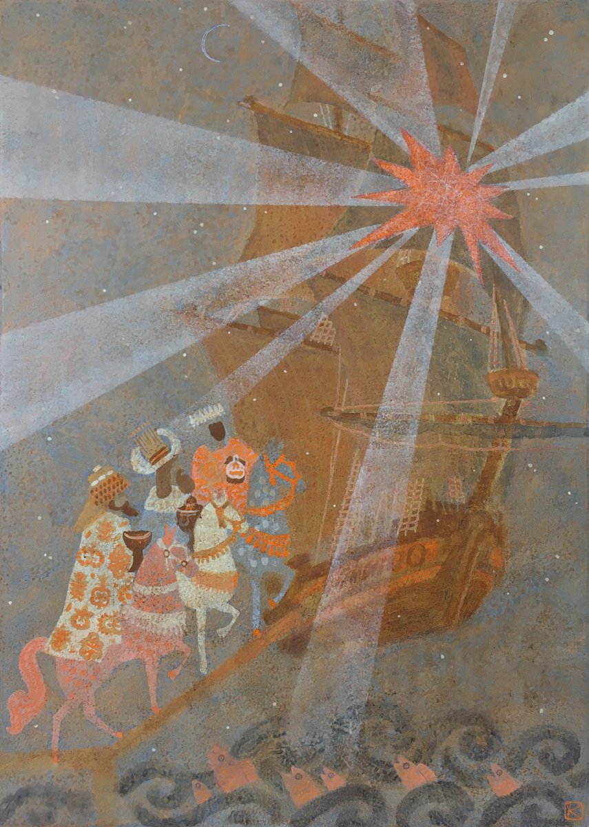 Surrealistic Landscape Acrylic Painting By Olga Kataeva-Rochford, 20 X 28", Sailor