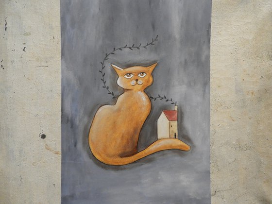 The cat and the house