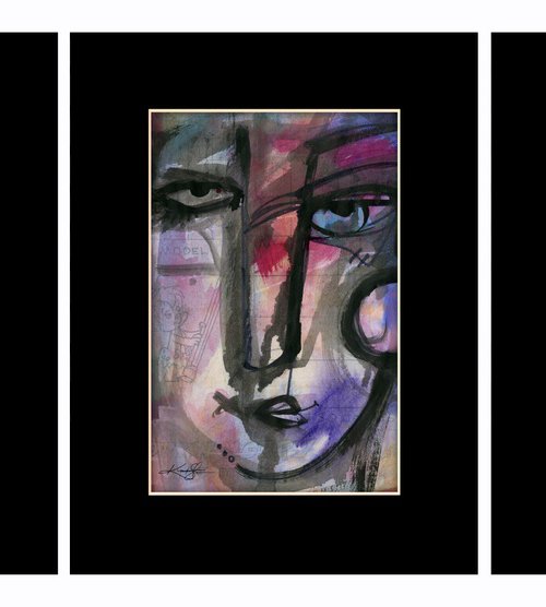 Funky Face Collection 10 - 3 Mixed Media Collage Paintings by Kathy Morton Stanion by Kathy Morton Stanion