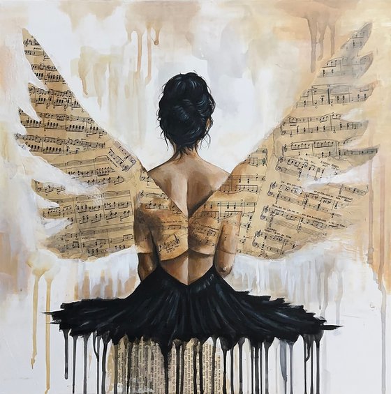 Wings of Melody - Vintage Sheet Music Collage