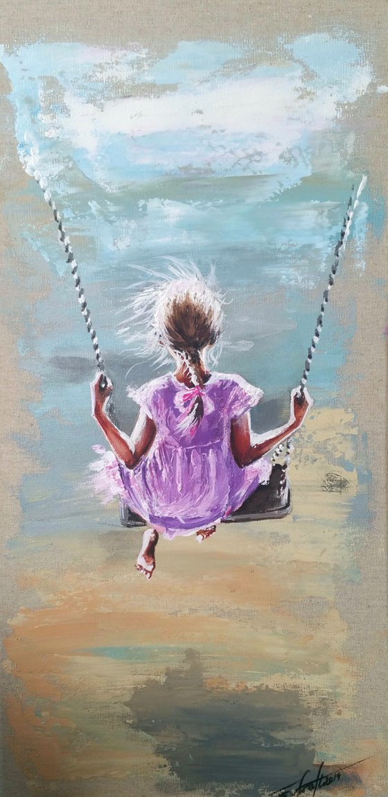 "Swing"60x30x2cm,original acrylic,painting on canvas , ready to hang