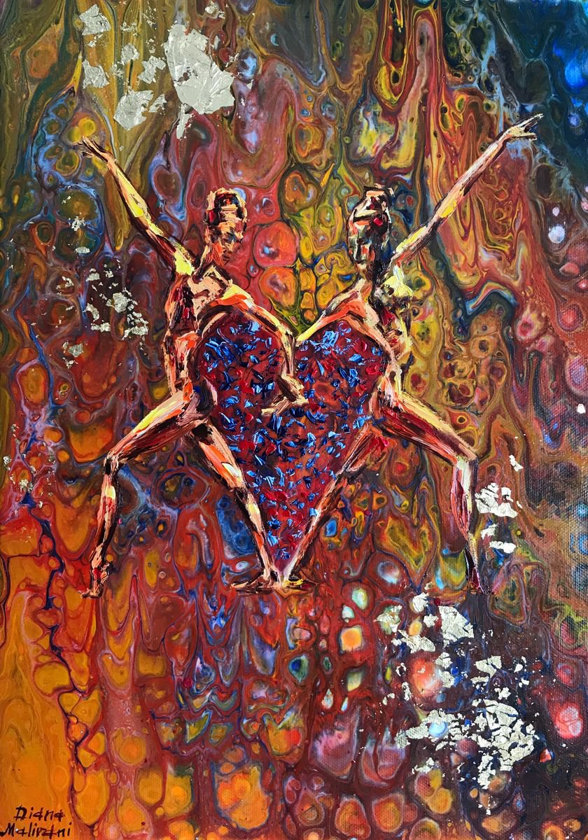 Abstract Painting By Diana Malivani, 12 X 17, Reciprocity, Original Artwork