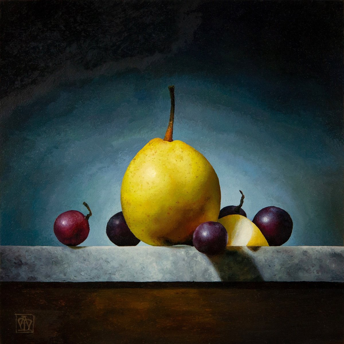 Photorealistic Still Life Oil Painting By Alexey Merzlikin, 8 X 8, The Taste Of September, Original Artwork