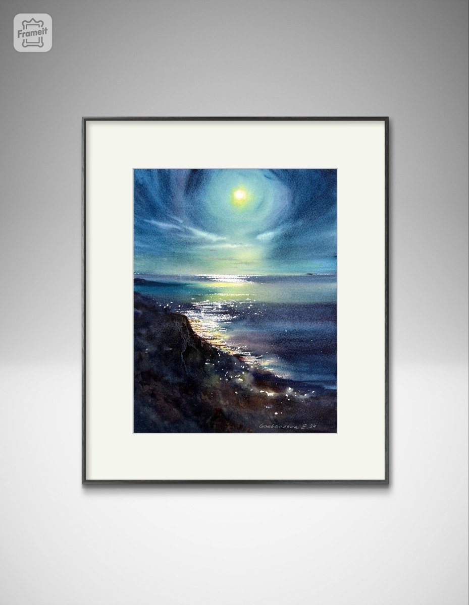 Impressionistic Watercolour , In The Moonlight #12 By Eugenia Gorbacheva, 9 X 12, Artwork For Sale On Artfinder