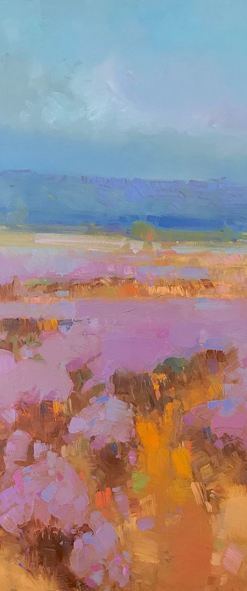 Field of Lavenders, Original oil painting, One of a kind Signed by Vahe Yeremyan