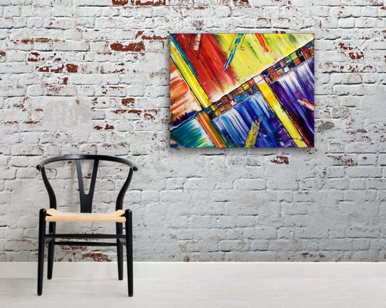 "Building A Dream" - Special Price - Original PMS Abstract Oil Painting On Canvas - 30" x 24"