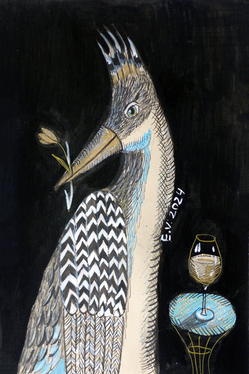 Surrealistic Animal Drawing By Elizabeth Vlasova, 8 X 12, Am I Still Good For You?#2, Original Artwork