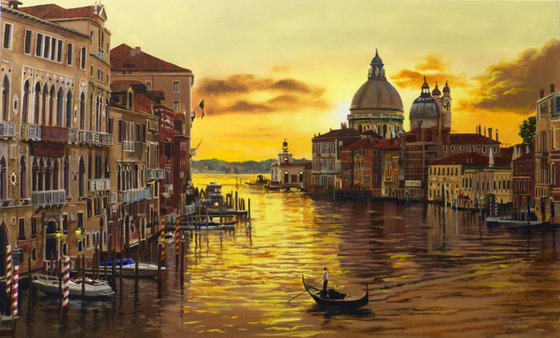 Golden Venice - Very large framed painting