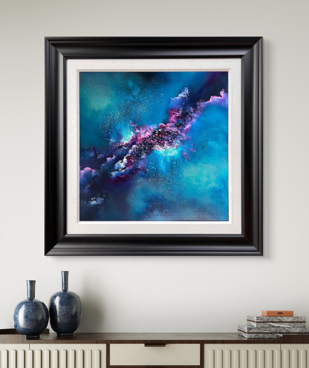 Abstract Oil Painting By Jaimie Volkaerts, 28 X 28, Light Years Away, Original Artwork