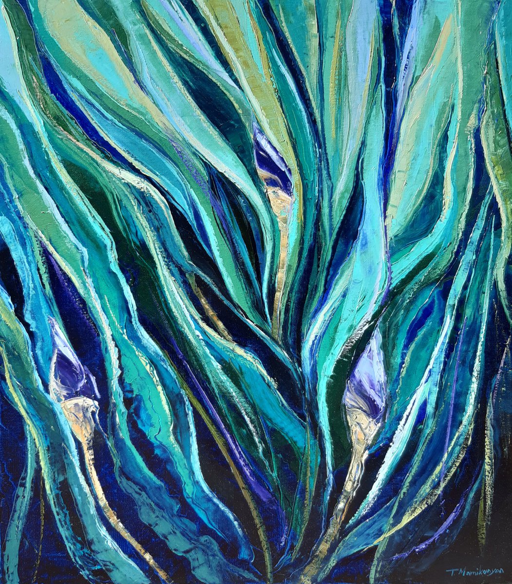 Impressionistic Botanical Oil Painting By Tigran Mamikonyan, 28 X 31", Spring Night 70X80Cm, Original Artwork