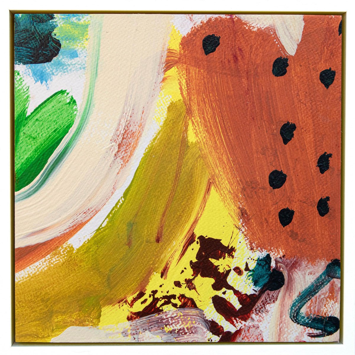 Organic Abstract Acrylic Painting By Suzie Cumming, 11 X 11", Sun Glimpse I, Original Artwork