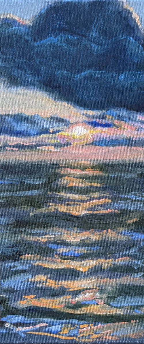Sunrise at the seaside. Odessa Black sea. Original oil painting sea Home decor Gift idea Art Love Seaside sunrise painting by Anna Brazhnikova
