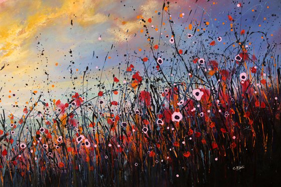 In The Fullness Of Time   - Super sized original abstract floral landscape