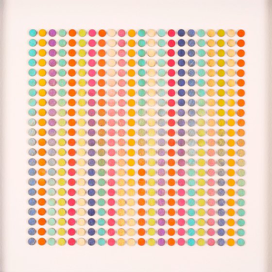 Ombre painted dots wood panel painting