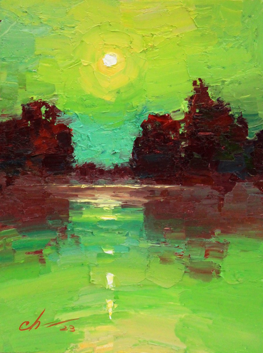 Night river by Sergei Chernyakovsky