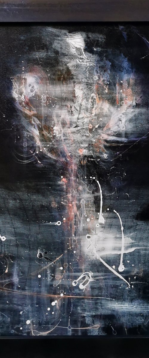 Fascinating framed enigmatic dark gothic space abstract still life Kloska, 2022 by Kloska Ovidiu