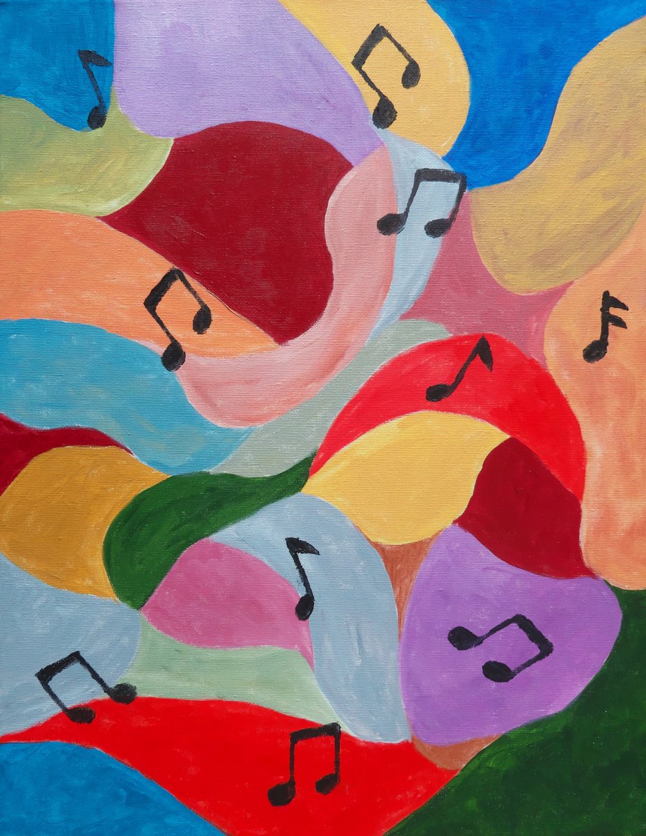 Impressionistic Abstract Acrylic Painting By Maddalena Pacini, 14 X 18", Boogie Doodle, Original Artwork