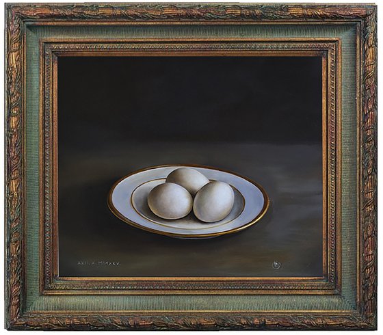 Three Eggs on Porcelain Plate