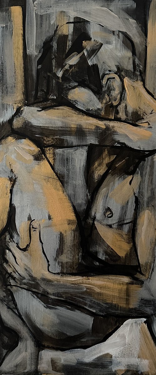 Naked man, nude male painting by Emmanouil Nanouris