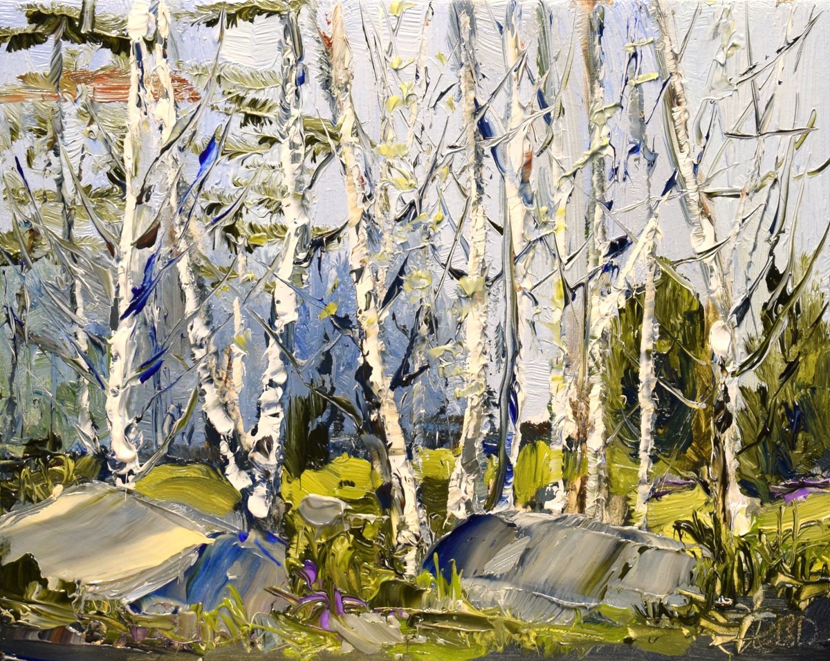 Impressionistic Landscape Oil Painting By Sonja Brussen, 9 X 7", Paradise, Original Artwork