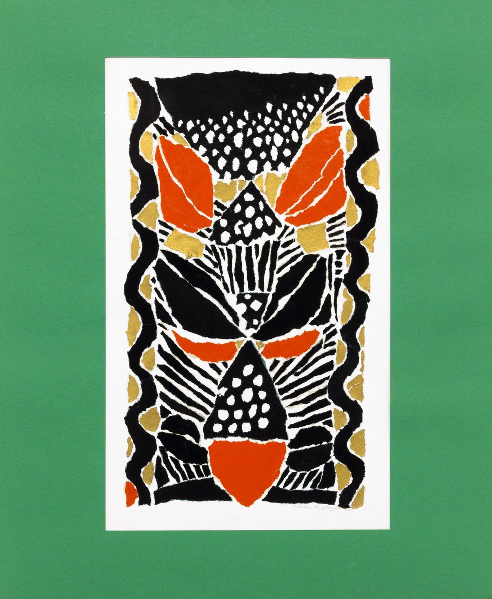 Naive Abstract Collage By Yuliia Dunaieva, 17 X 20", Flowerpot, Original Artwork