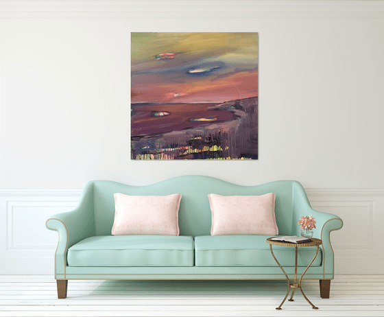 Xl Big painting - "Summer ocean" - Landscape - Seascape - Minimalism - Sea - Ocean - Sunset