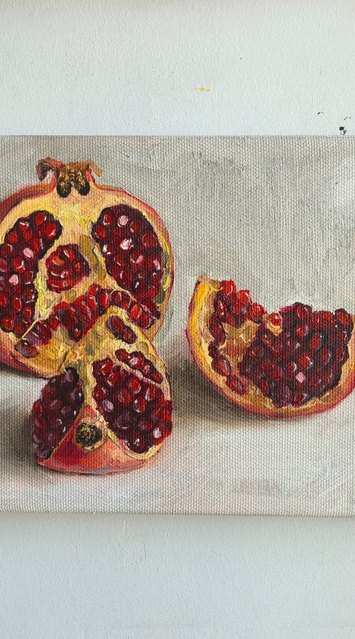 Pomegranate on white by Leyla Demir