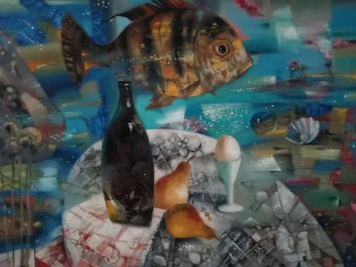 Still life with fish by Anatolii Tarabаnov