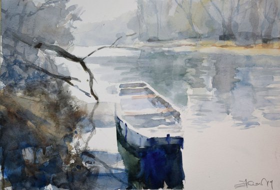 Landscape  with boat