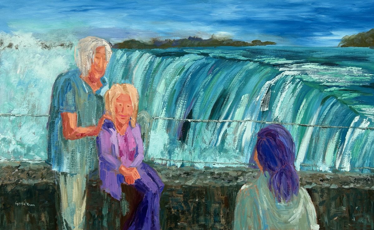 Expressive Portrait Oil Painting By Geeta Yerra, 56 X 35, The Old Couple, Original Artwork