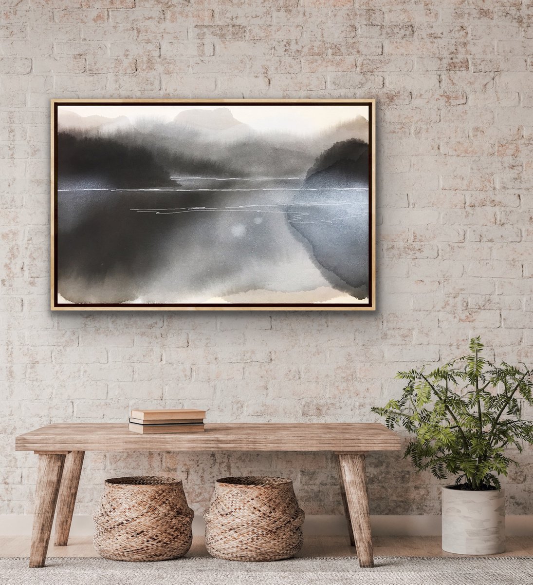 Organic Landscape Painting By Olya Tereschuk, 37 X 24", A Safe Place, Original Artwork