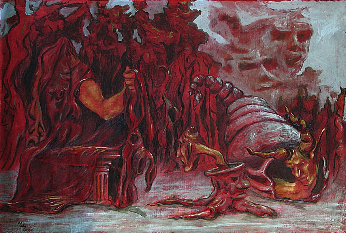 Botanical Oil Painting By Antonio Mele, 58 X 39, L