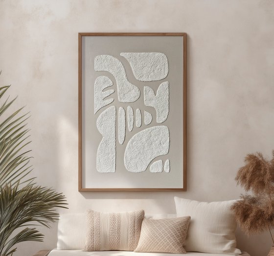 "Rye 3" Gray white abstract textured art
