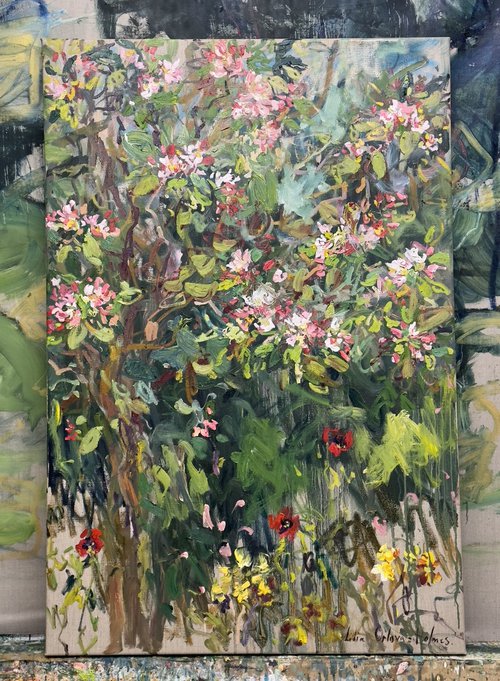 Apple tree in a spring garden by Lilia Orlova-Holmes