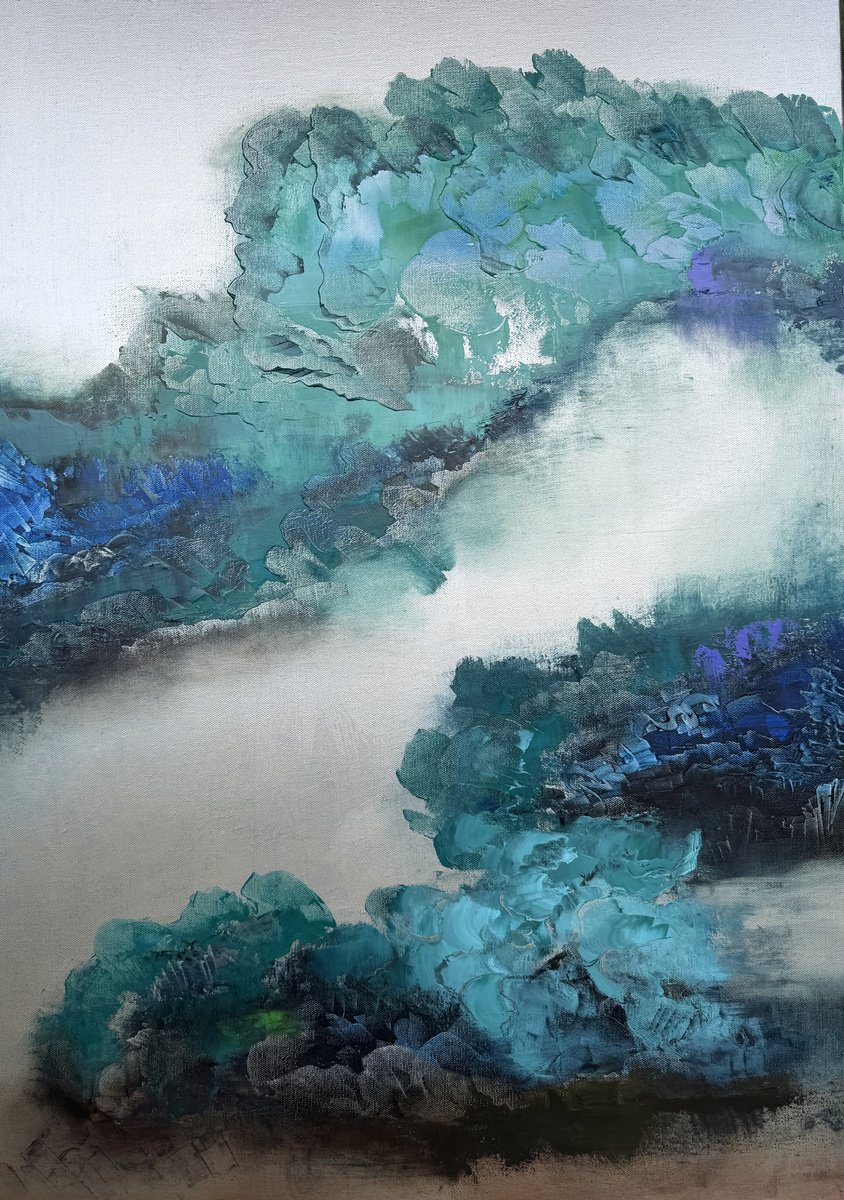 Expressive Painting , Lagoon By Ludmila Budanov, 28 X 39, Artwork For Sale On Artfinder