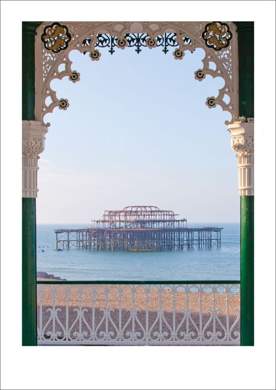 The Old West Pier Viewed through the Bandstand, Brighton, Sussex