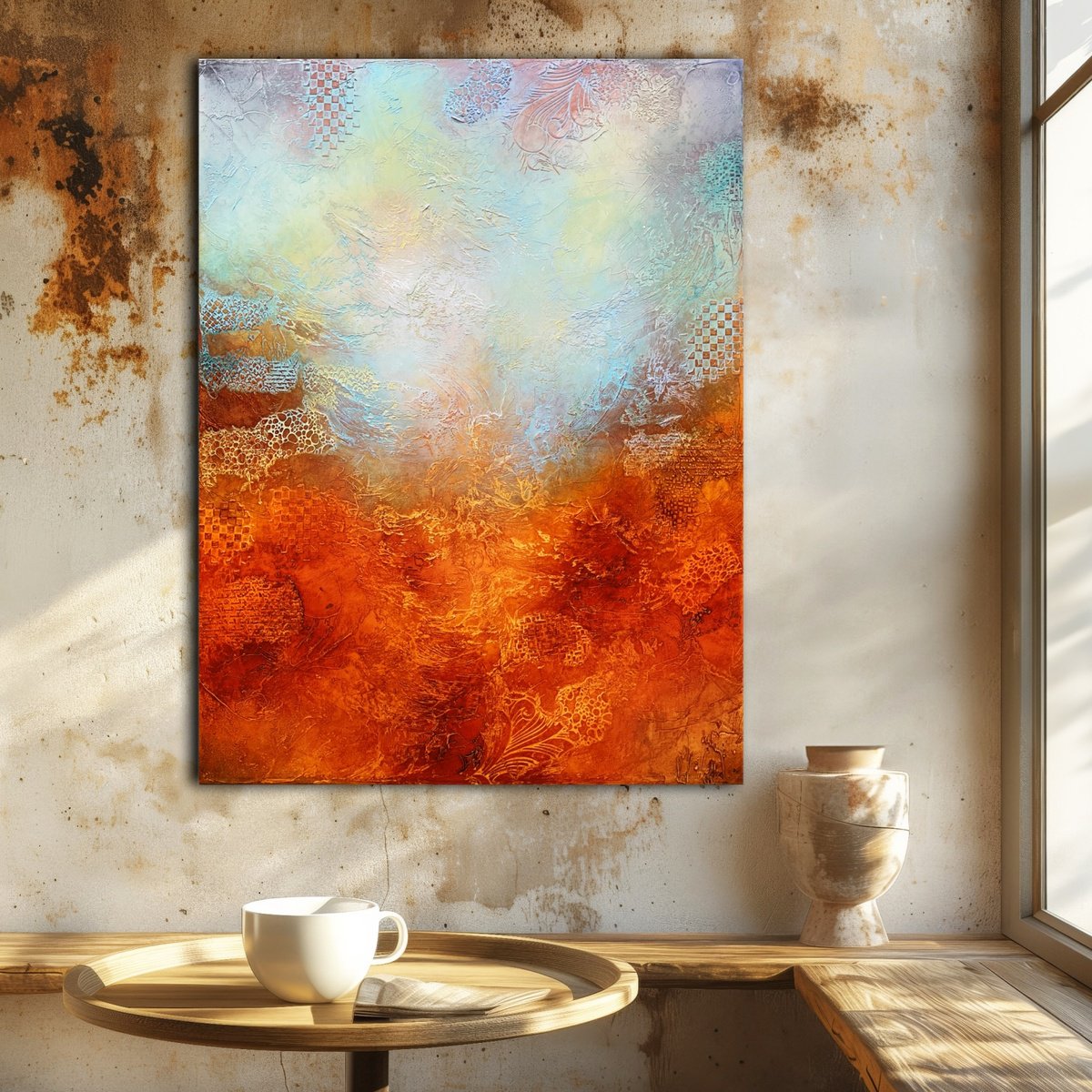 Abstract Acrylic Painting By Andrada Anghel, 32 X 40, Crimson Mirage, Original Artwork