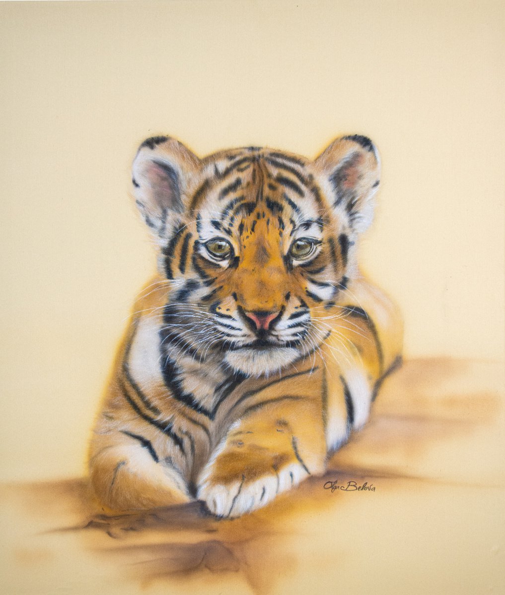Tiger Luna - Silk painting by Olga Belova