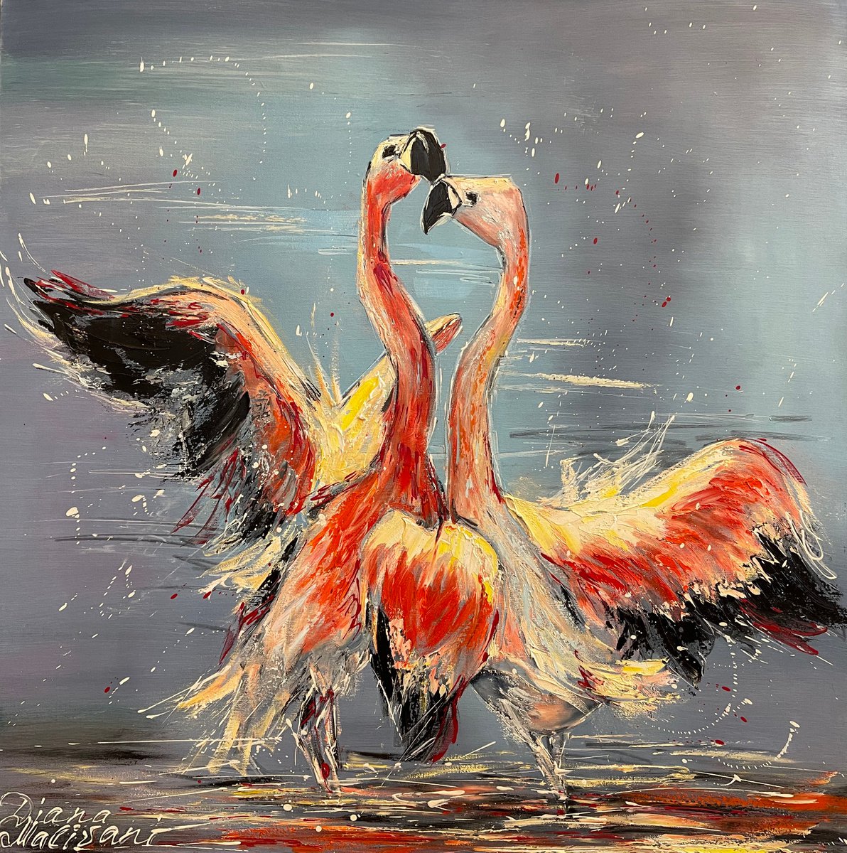 Dance of Pink Flamingoes by Diana Malivani
